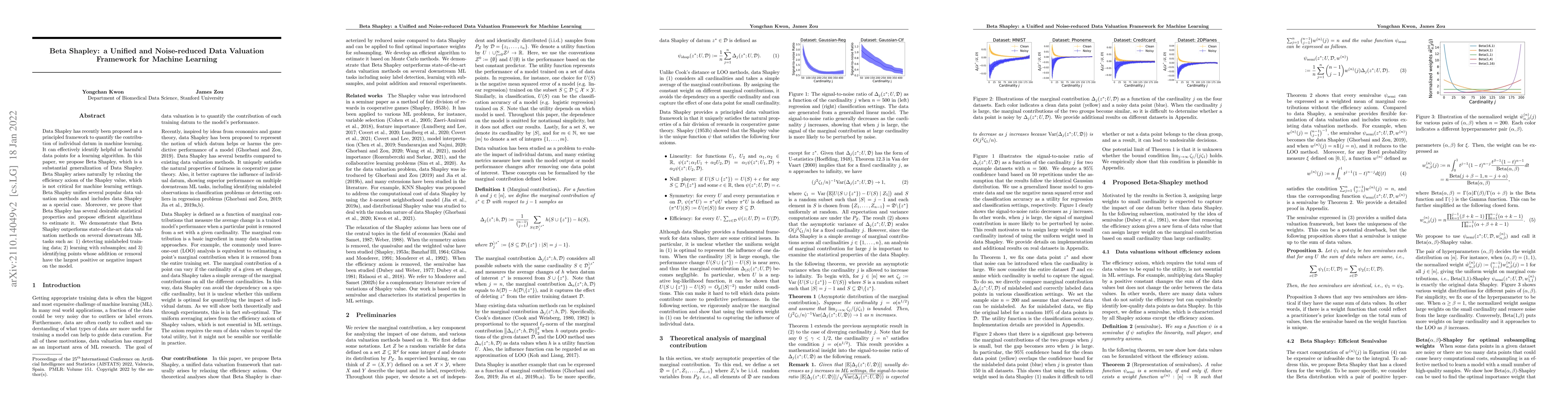 Thumbnail for Beta Shapley: a Unified and Noise-reduced Data Valuation Framework for
  Machine Learning