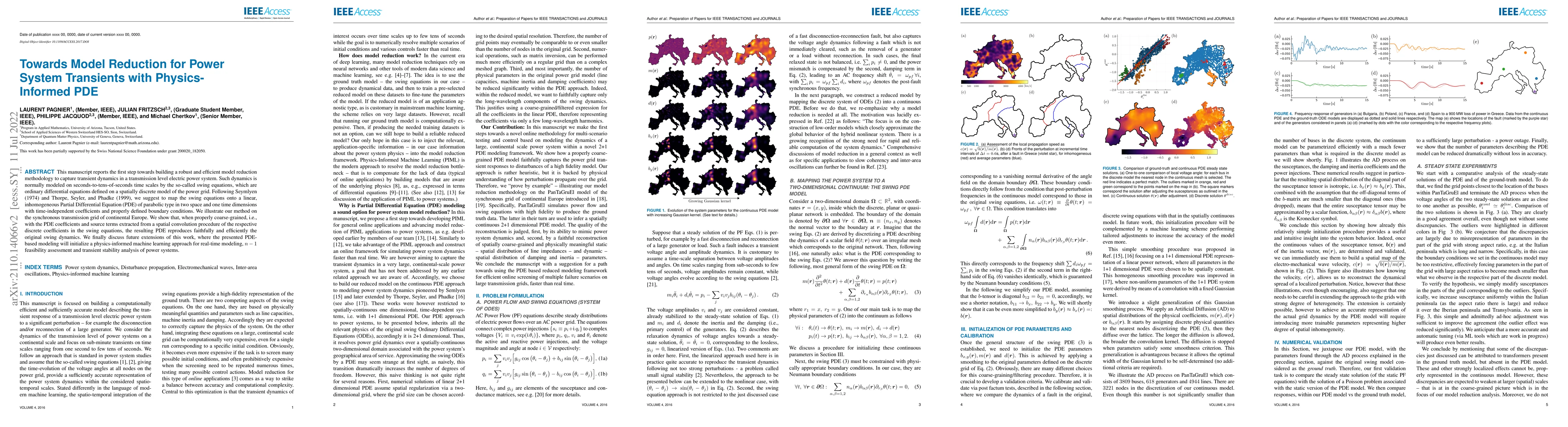 Thumbnail for Towards Model Reduction for Power System Transients with
  Physics-Informed PDE