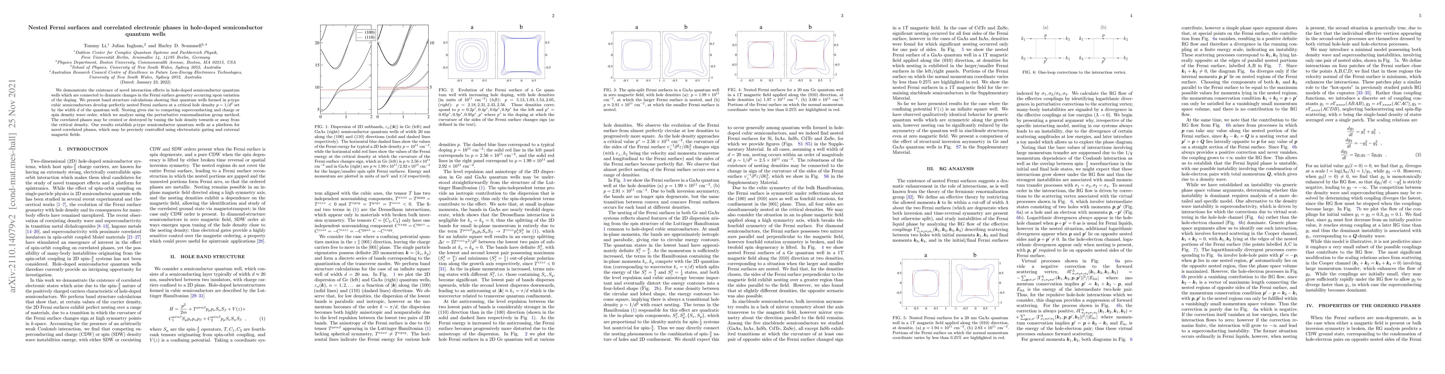 Thumbnail for Nested Fermi surfaces and correlated electronic phases in hole-doped
  semiconductor quantum wells
