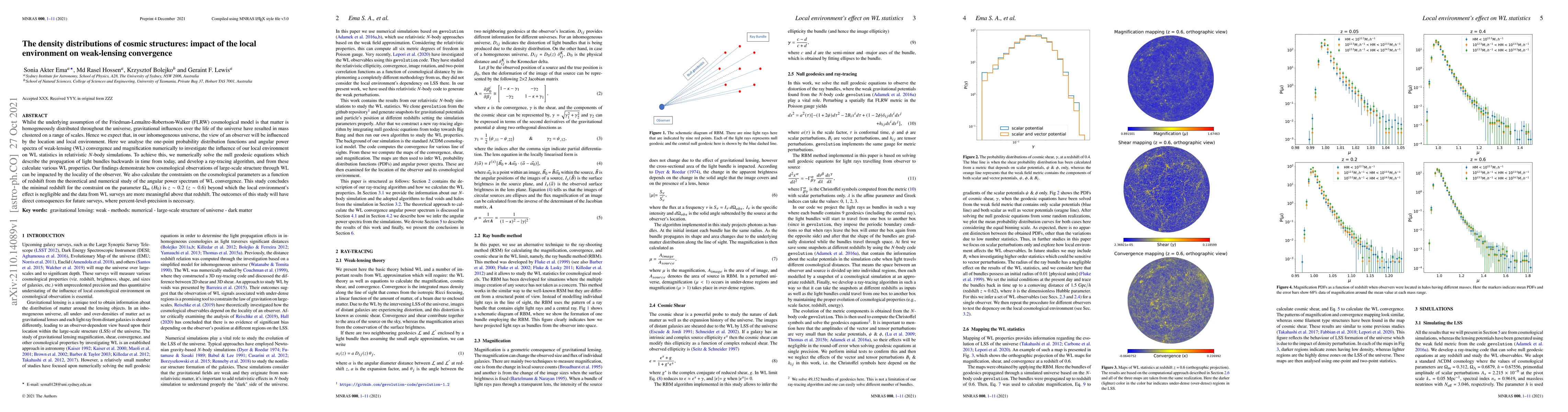 Thumbnail for The density distributions of cosmic structures: impact of the local
  environment on weak-lensing convergence