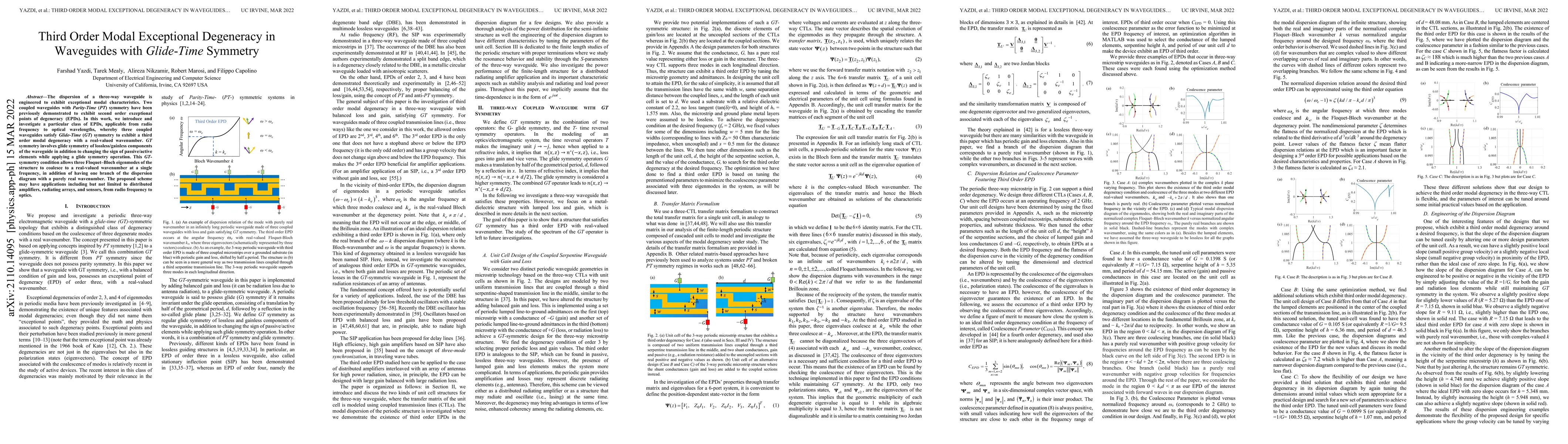 Thumbnail for Third Order Modal Exceptional Degeneracy in Waveguides with Glide-Time
  Symmetry