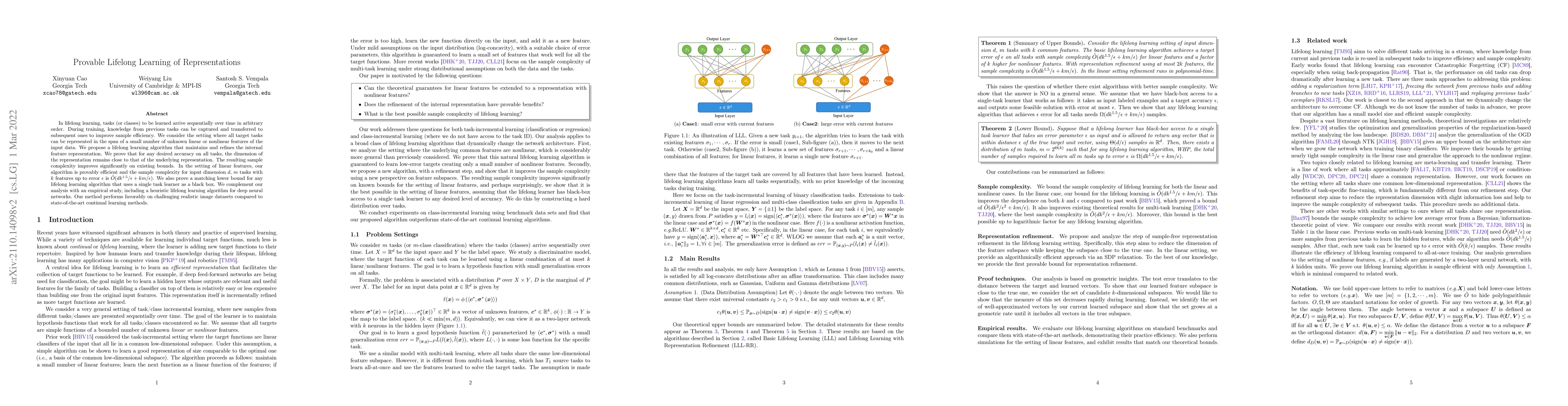 Thumbnail for Provable Lifelong Learning of Representations