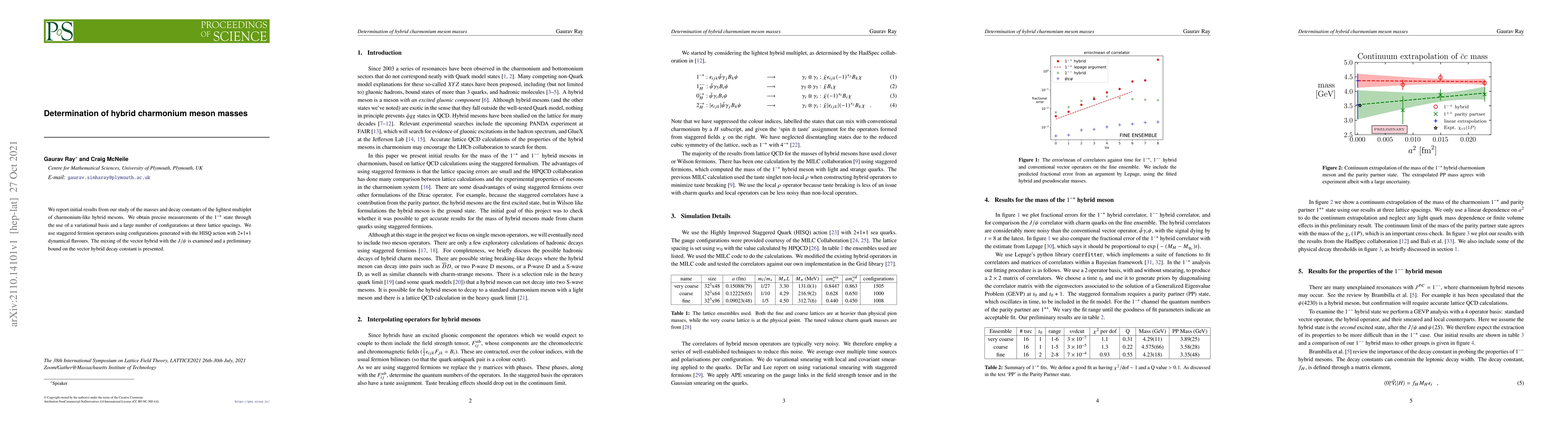 Thumbnail for Determination of hybrid charmonium meson masses