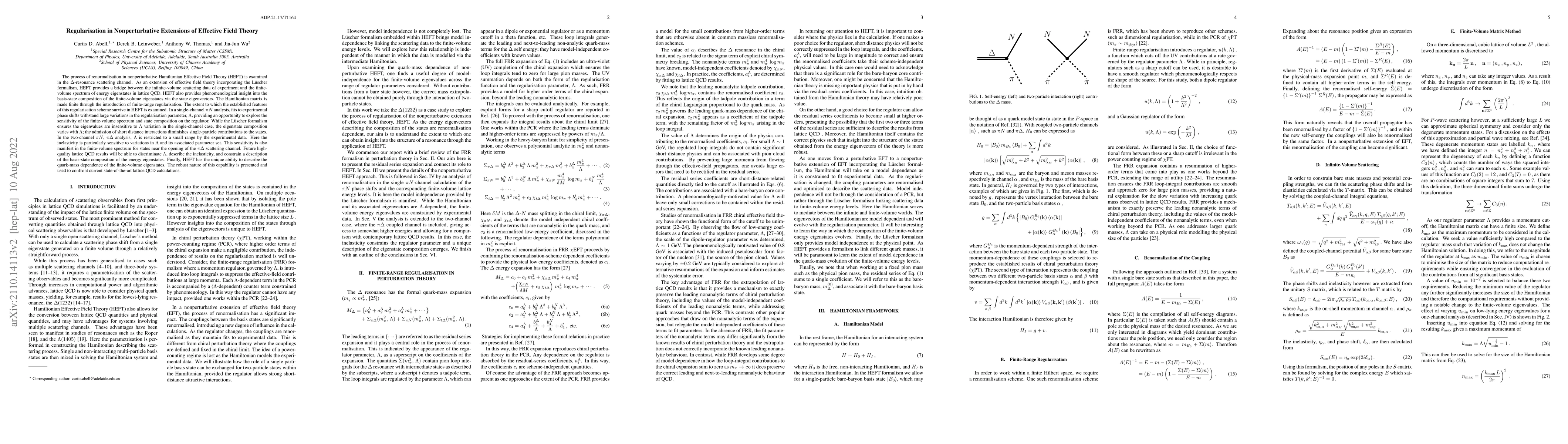 Thumbnail for Regularisation in Nonperturbative Extensions of Effective Field Theory