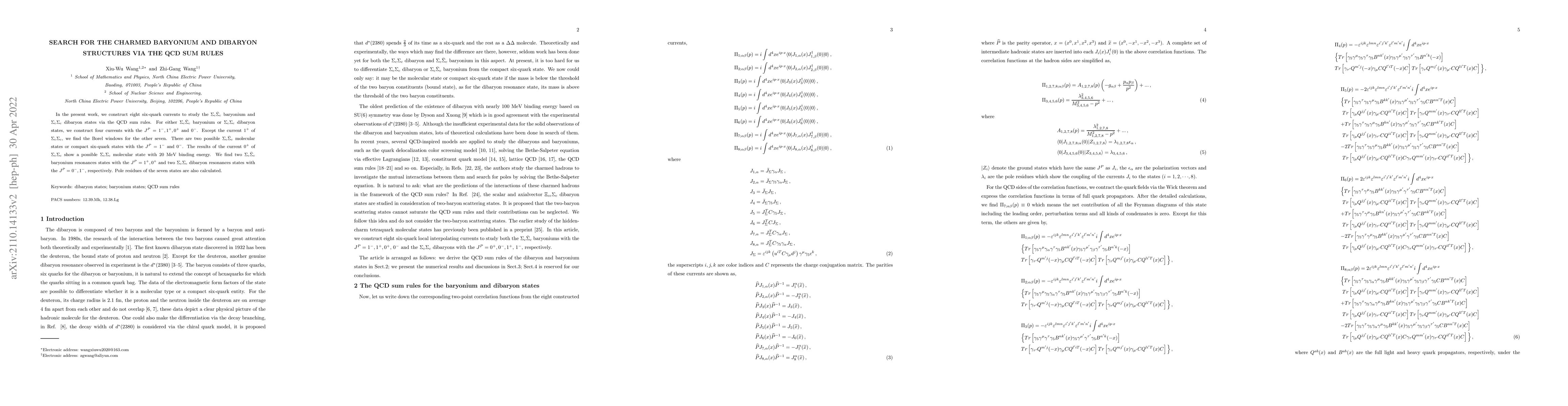 Thumbnail for Search for the charmed baryonium and dibaryon structures via the QCD sum
  rules