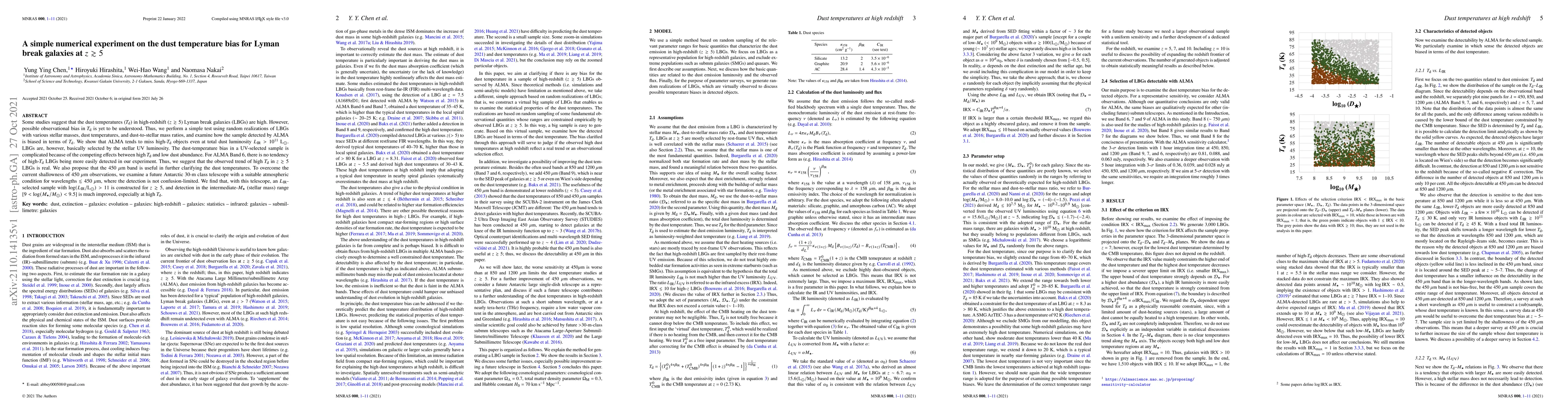 Thumbnail for A simple numerical experiment on the dust temperature bias for Lyman
  break galaxies at $z\gtrsim 5$