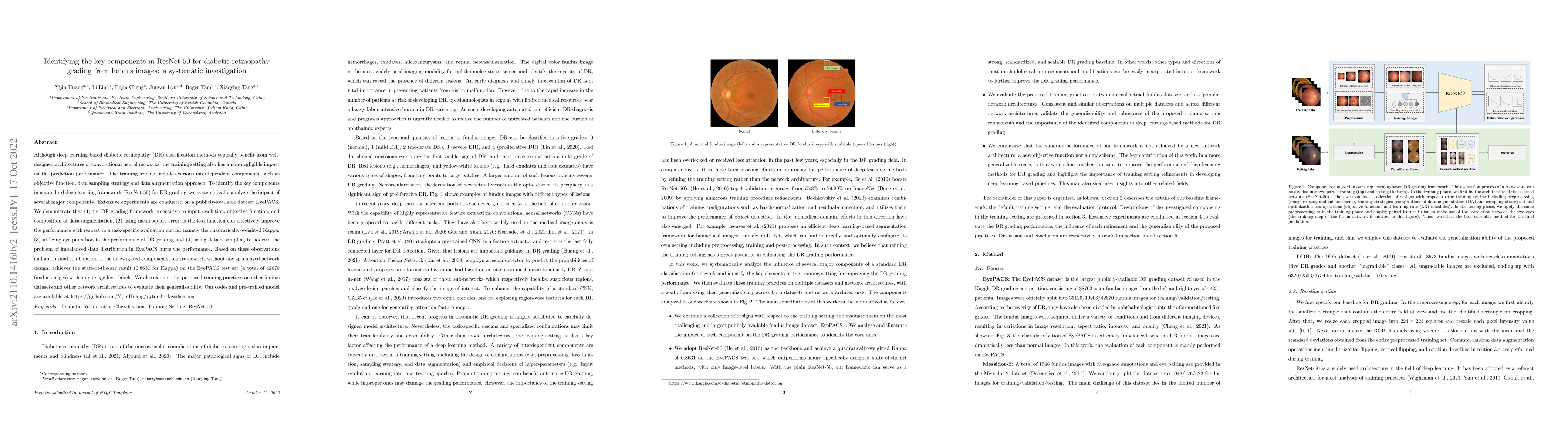 Thumbnail for Identifying the key components in ResNet-50 for diabetic retinopathy
  grading from fundus images: a systematic investigation