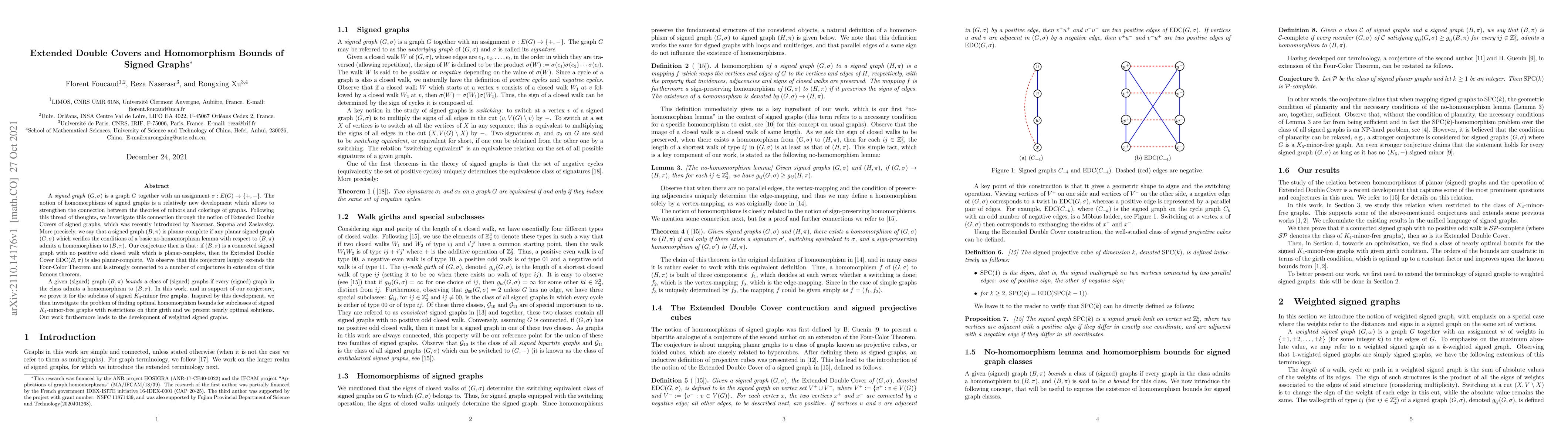 Thumbnail for Extended Double Covers and Homomorphism Bounds of Signed Graphs