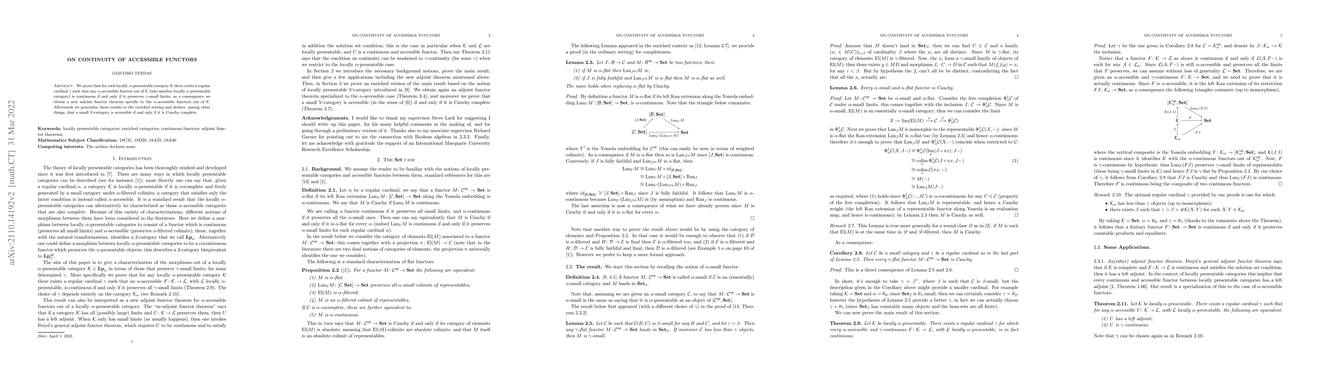 Thumbnail for On continuity of accessible functors