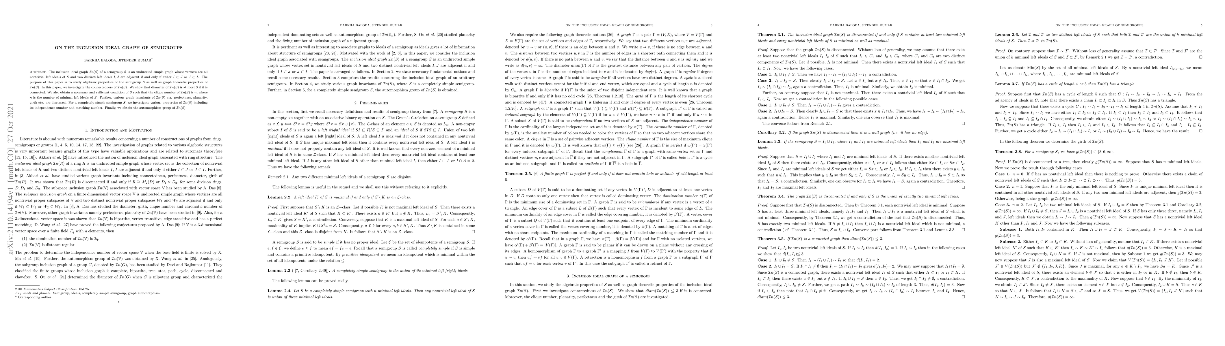 Thumbnail for On the inclusion ideal graph of semigroups