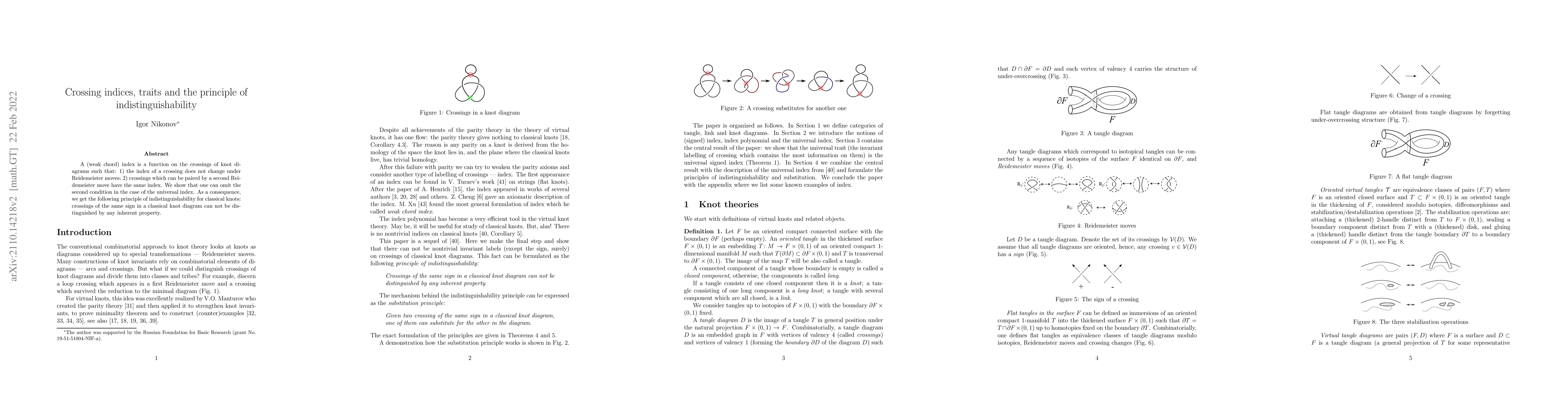 Thumbnail for Crossing indices, traits and the principle of indistinguishability
