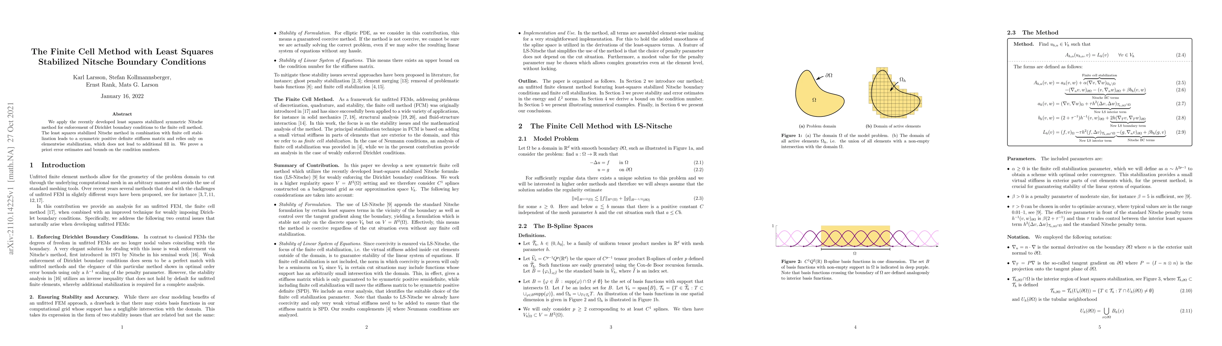 Thumbnail for The Finite Cell Method with Least Squares Stabilized Nitsche Boundary
  Conditions