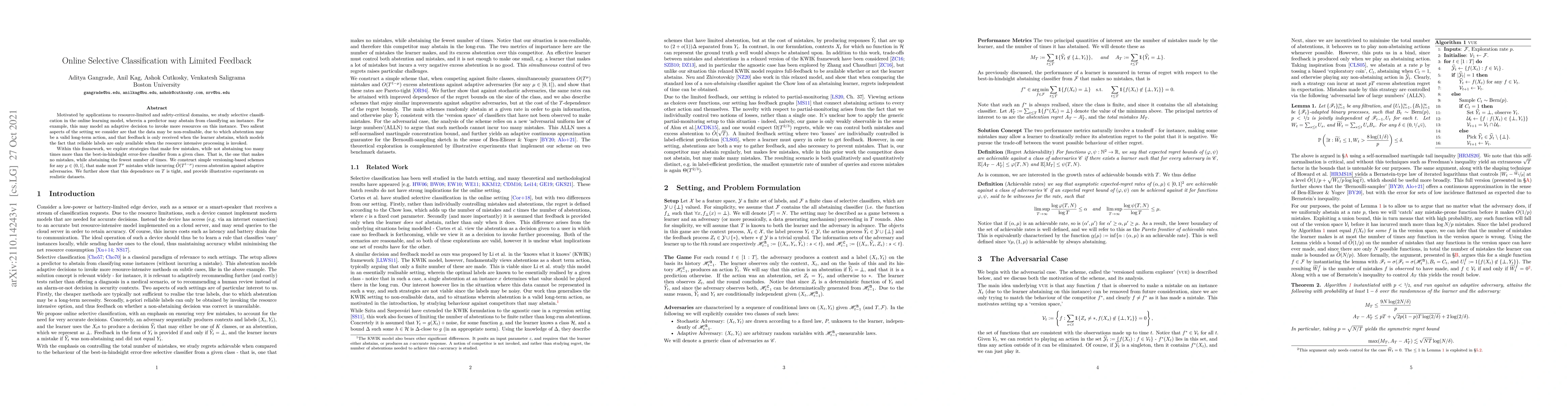 Thumbnail for Online Selective Classification with Limited Feedback