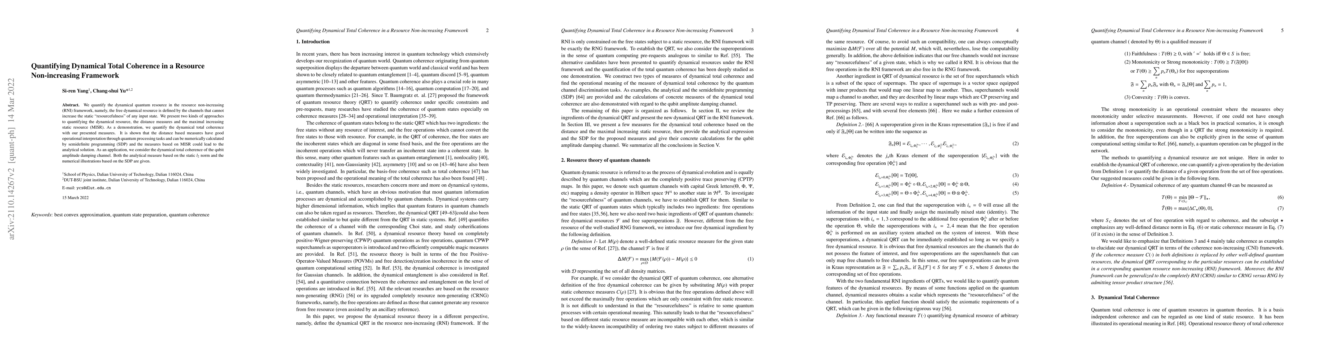 Thumbnail for Quantifying Dynamical Total Coherence in a Resource Non-increasing
  Framework