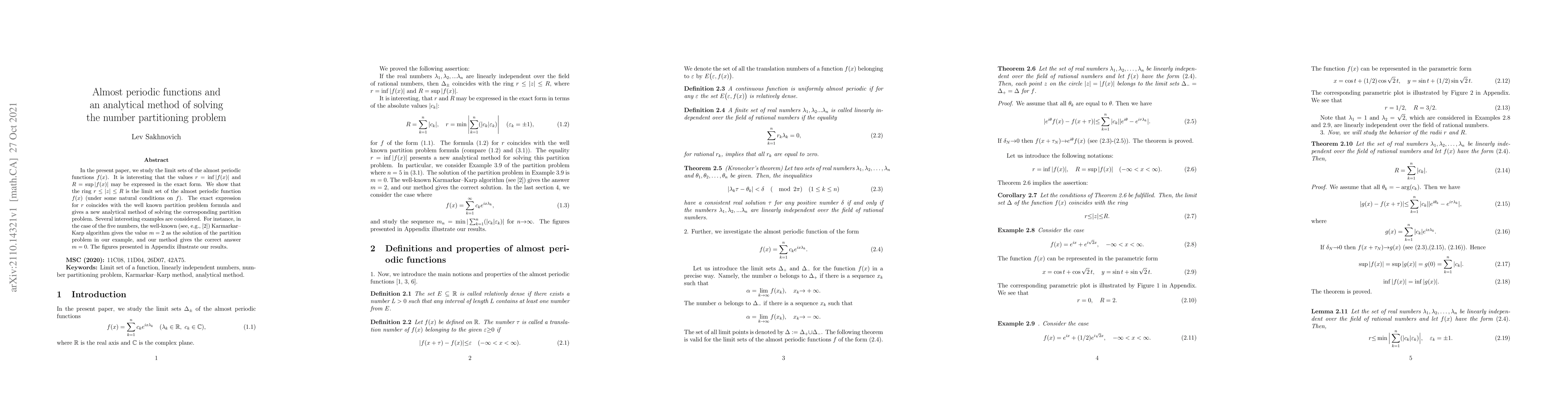 Thumbnail for Almost periodic functions and an analytical method of solving the number
  partitioning problem