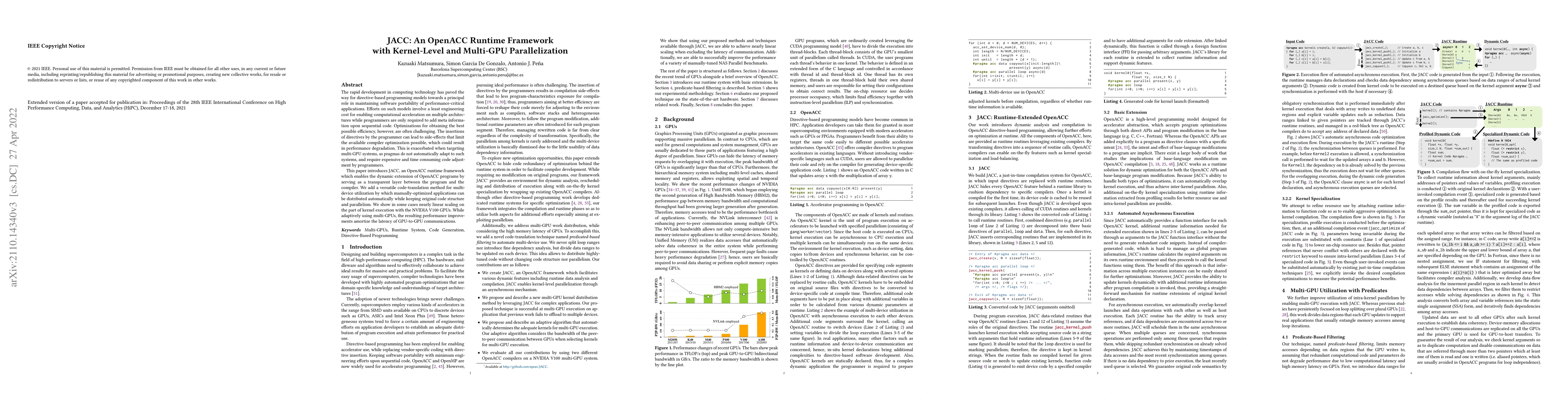 Thumbnail for JACC: An OpenACC Runtime Framework with Kernel-Level and Multi-GPU
  Parallelization