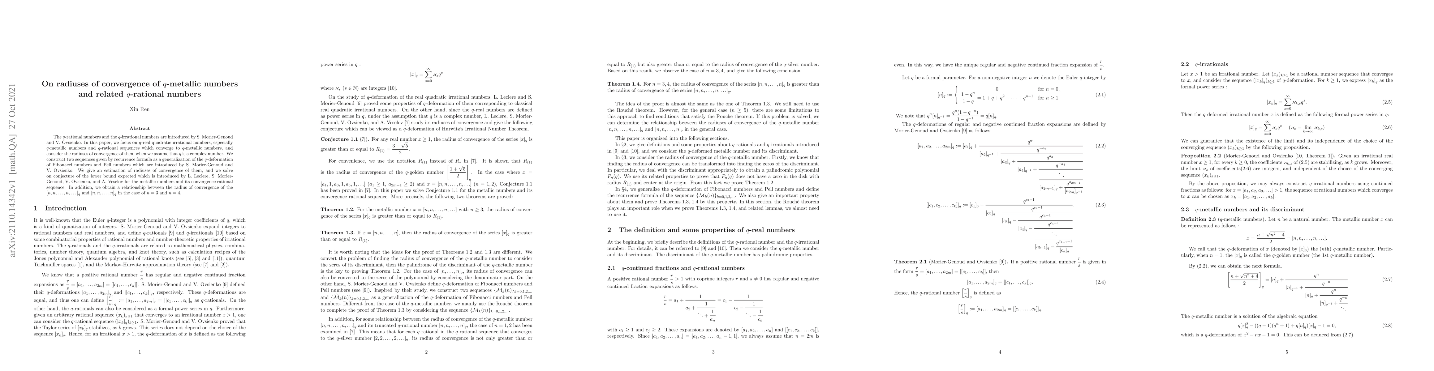 Thumbnail for On radiuses of convergence of q-metallic numbers and related q-rational
  numbers