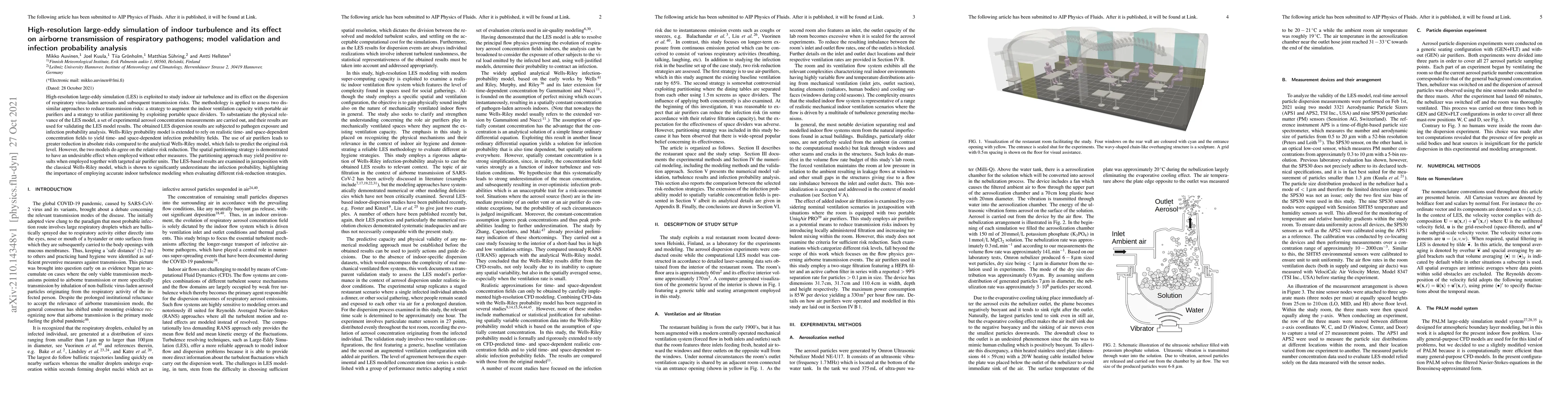 Thumbnail for High-resolution large-eddy simulation of indoor turbulence and its
  effect on airborne transmission of respiratory pathogens; model validation
  and infection probability analysis