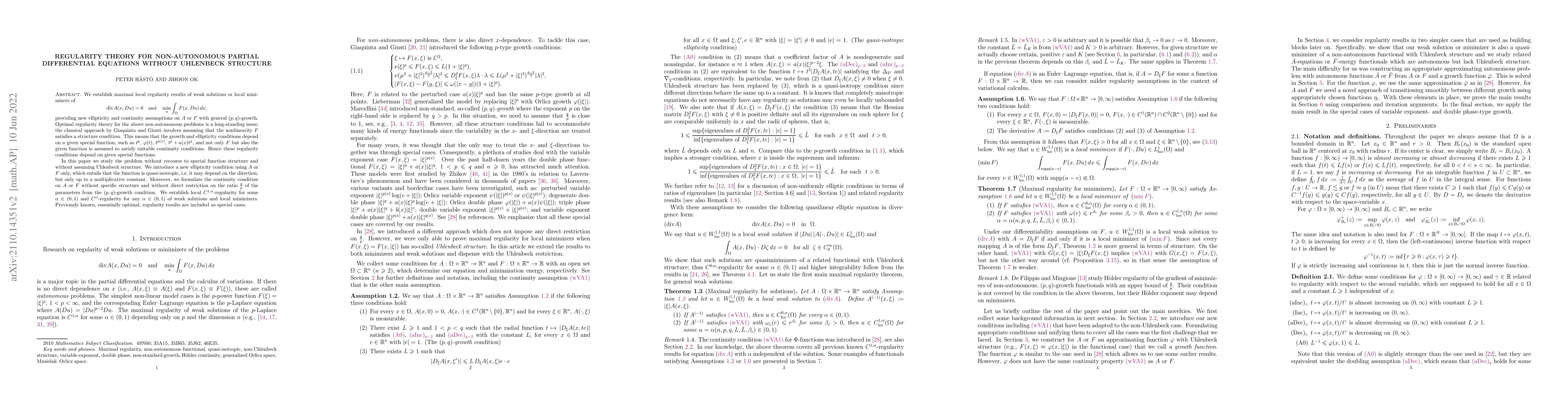 Thumbnail for Regularity theory for non-autonomous partial differential equations
  without Uhlenbeck structure