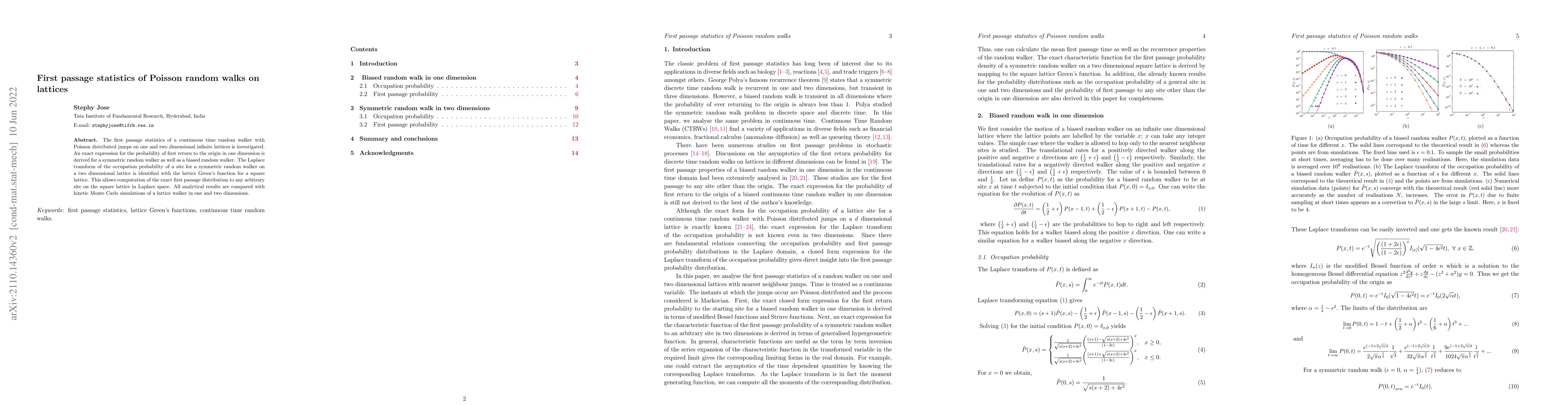 Thumbnail for First passage statistics of Poisson random walks on lattices