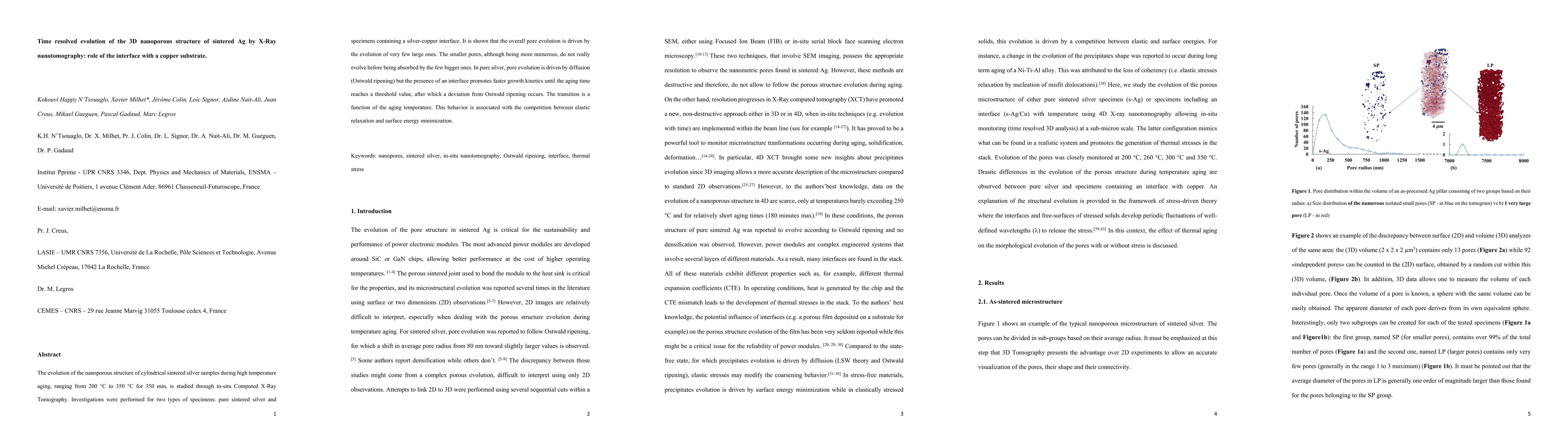 Thumbnail for Time resolved evolution of the 3D nanoporous structure of sintered Ag by
  X-Ray nanotomography: role of the interface with a copper substrate