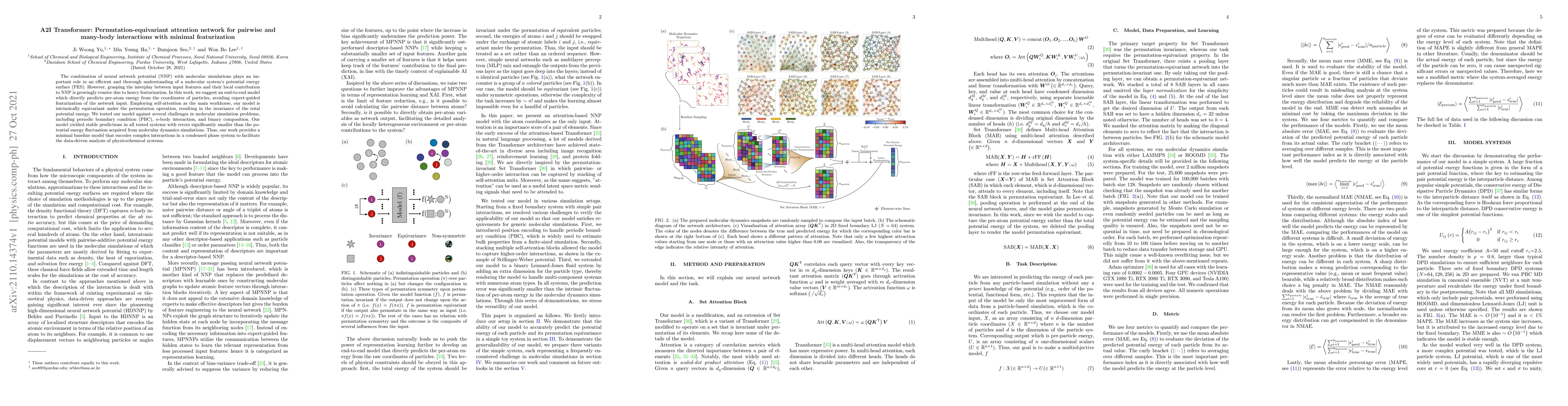 Thumbnail for A2I Transformer: Permutation-equivariant attention network for pairwise
  and many-body interactions with minimal featurization