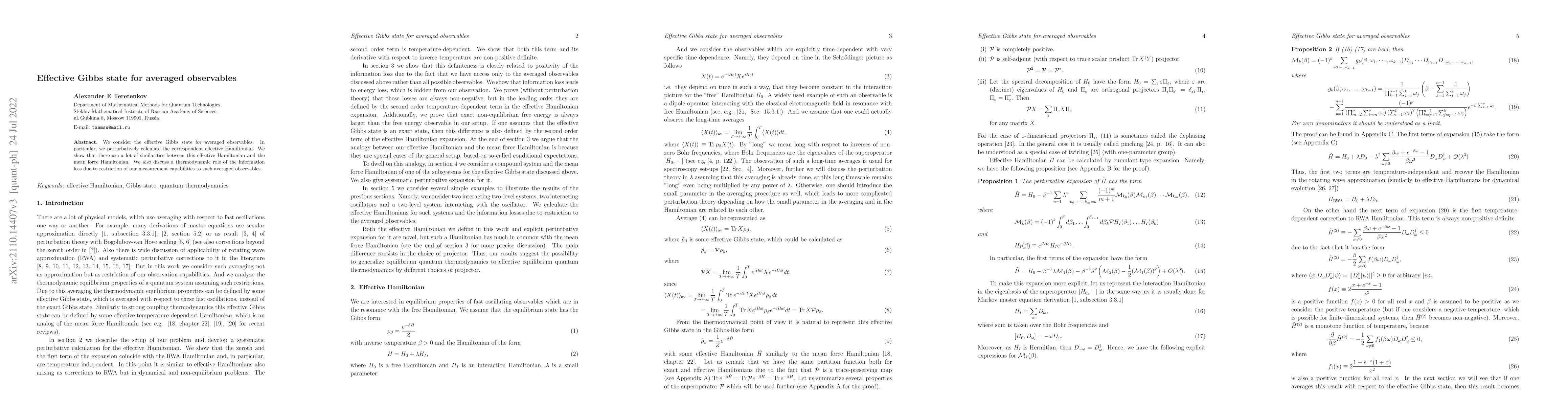 Thumbnail for Effective Gibbs state for averaged observables