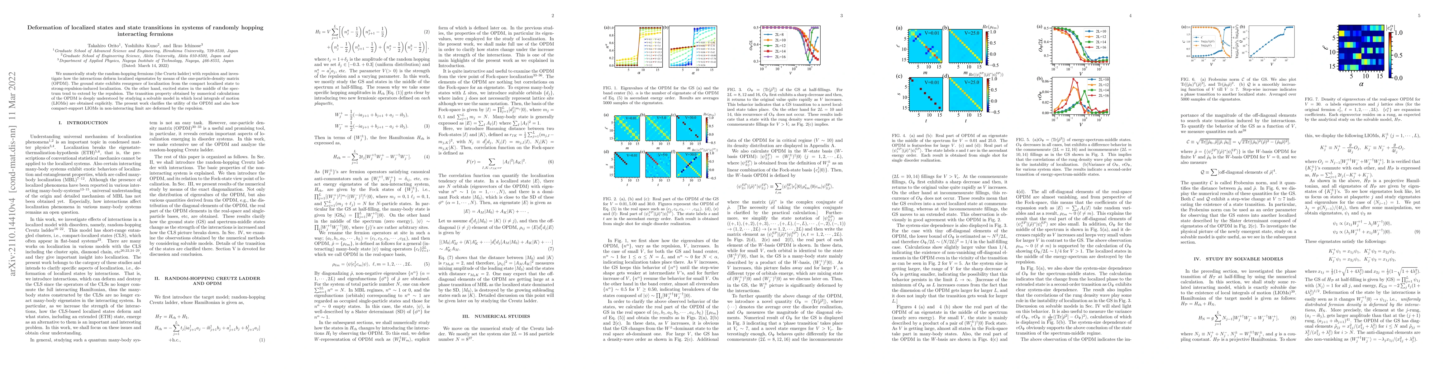 Thumbnail for Deformation of localized states and state transitions in systems of
  randomly hopping interacting fermions