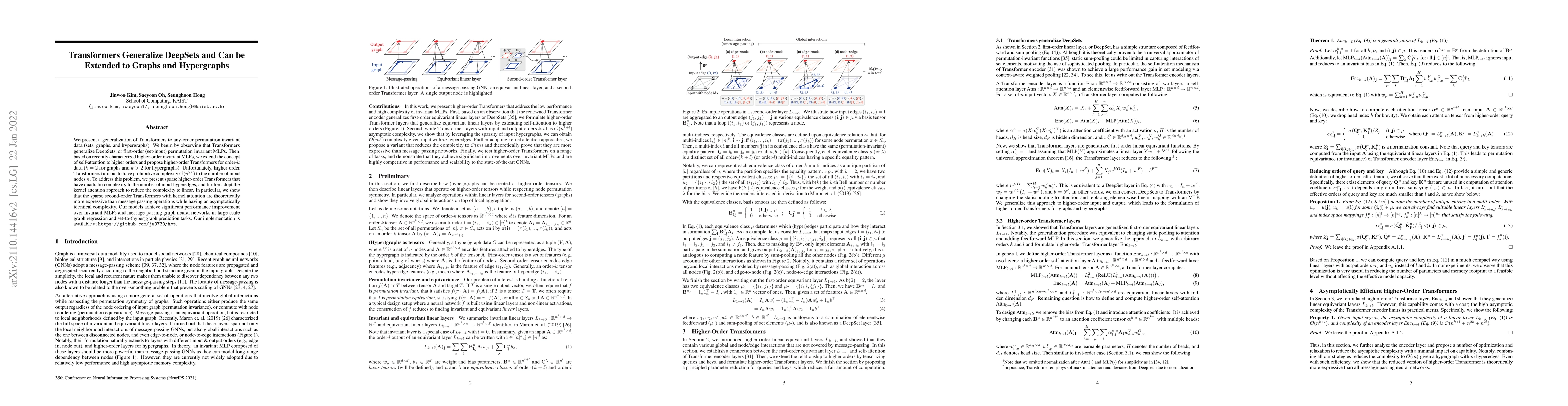 Thumbnail for Transformers Generalize DeepSets and Can be Extended to Graphs and
  Hypergraphs