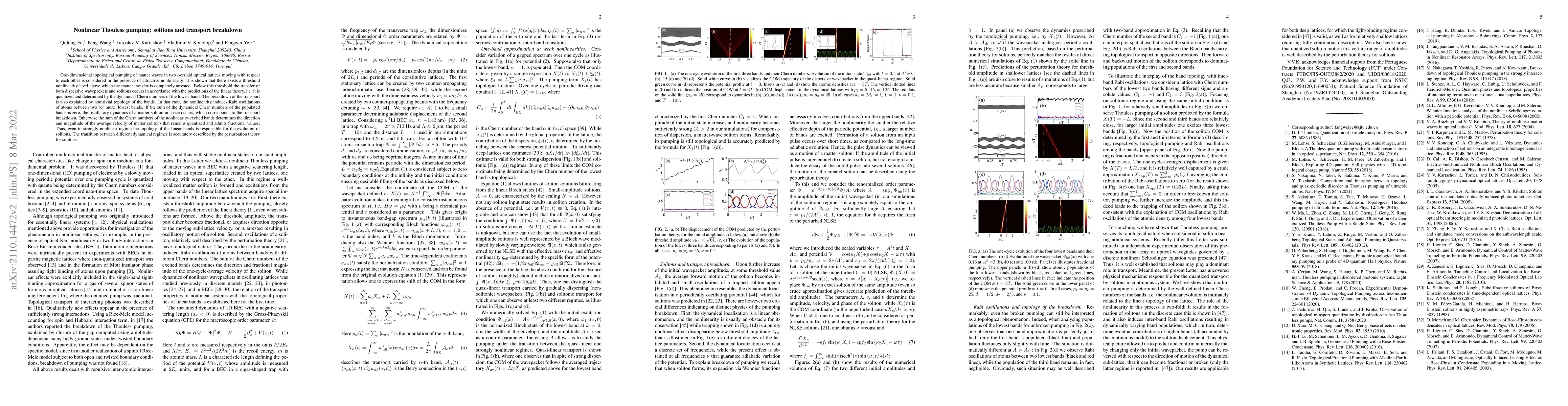 Thumbnail for Nonlinear Thouless pumping: solitons and transport breakdown