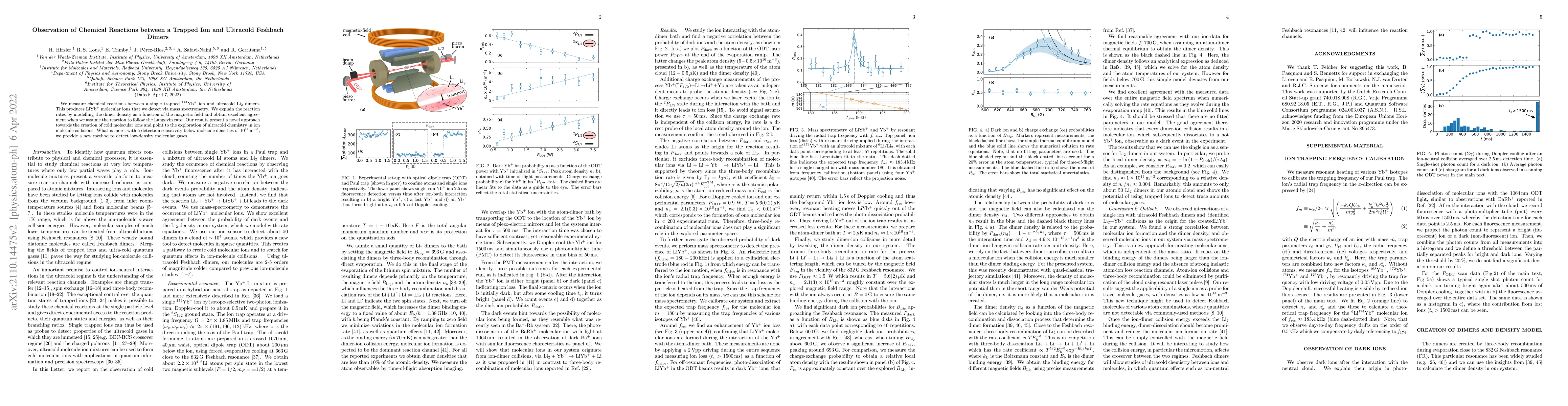 Thumbnail for Observation of Chemical Reactions between a Trapped Ion and Ultracold
  Feshbach Dimers