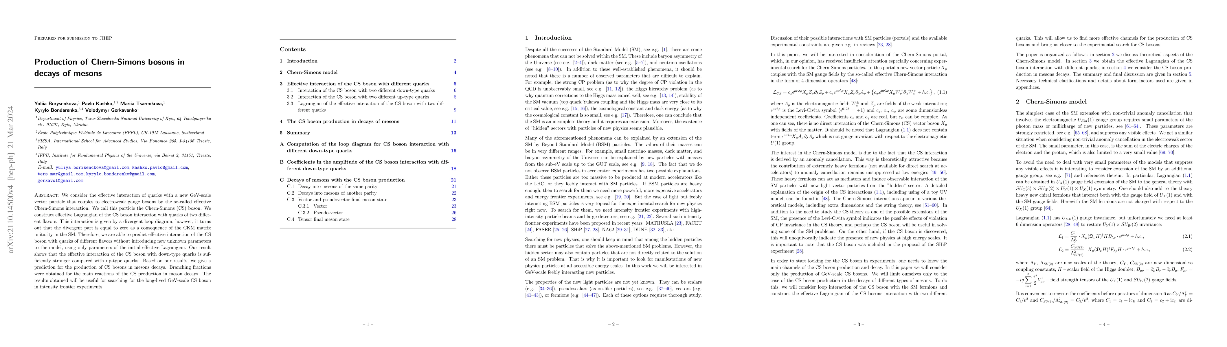 Thumbnail for Production of Chern-Simons bosons in decays of mesons