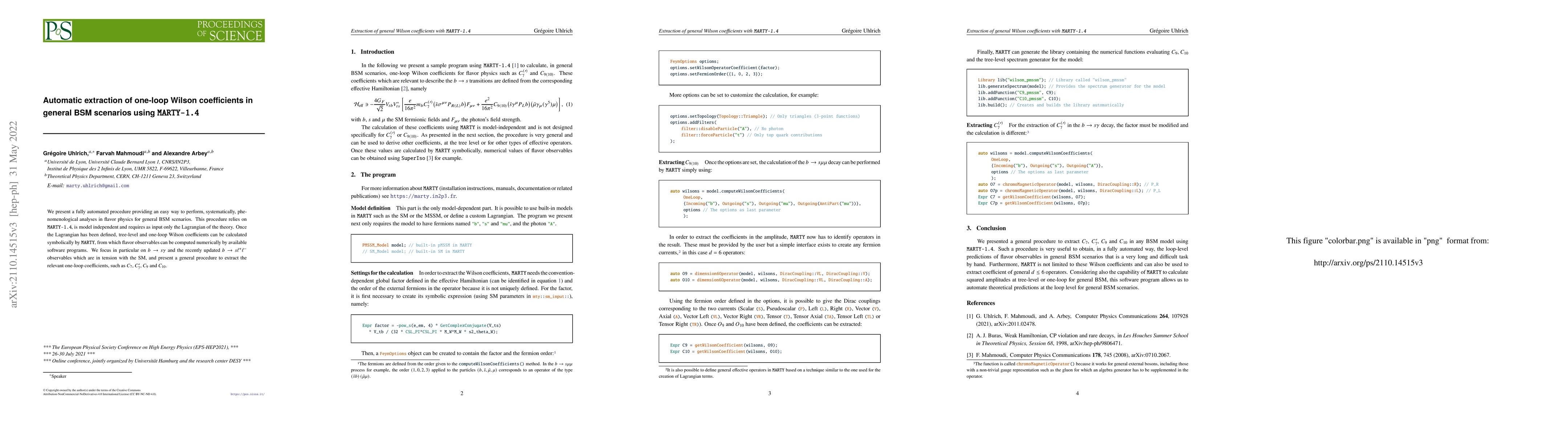 Thumbnail for Automatic extraction of one-loop Wilson coefficients in general BSM
  scenarios using MARTY-1.4