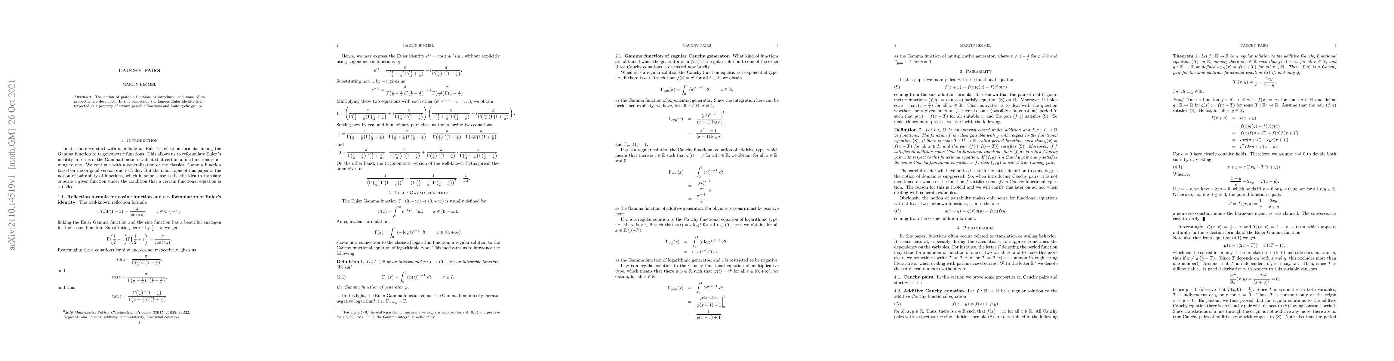 Thumbnail for Cauchy Pairs