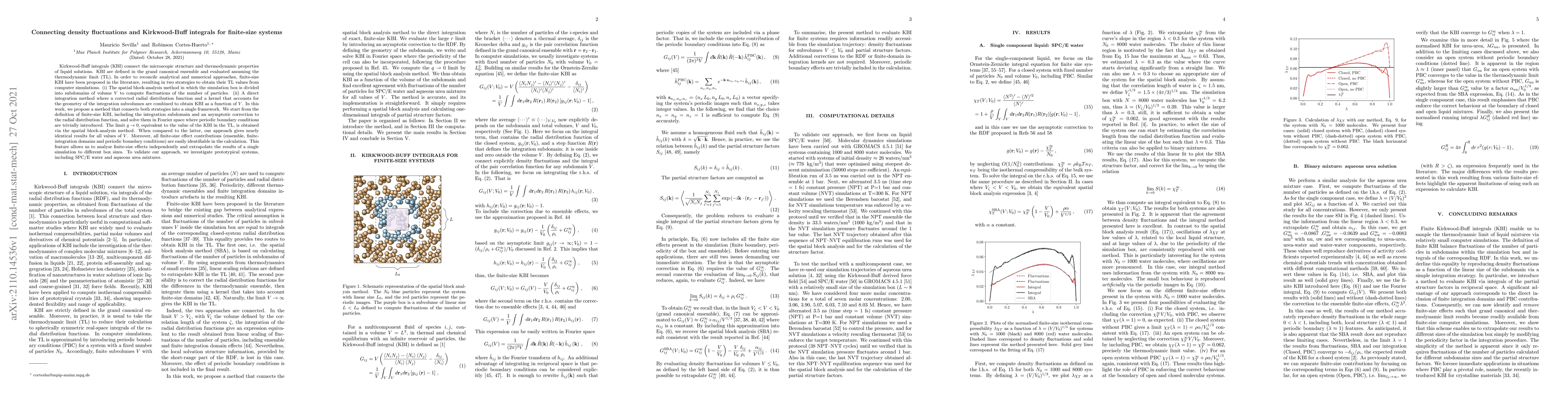 Thumbnail for Connecting density fluctuations and Kirkwood-Buff integrals for
  finite-size systems