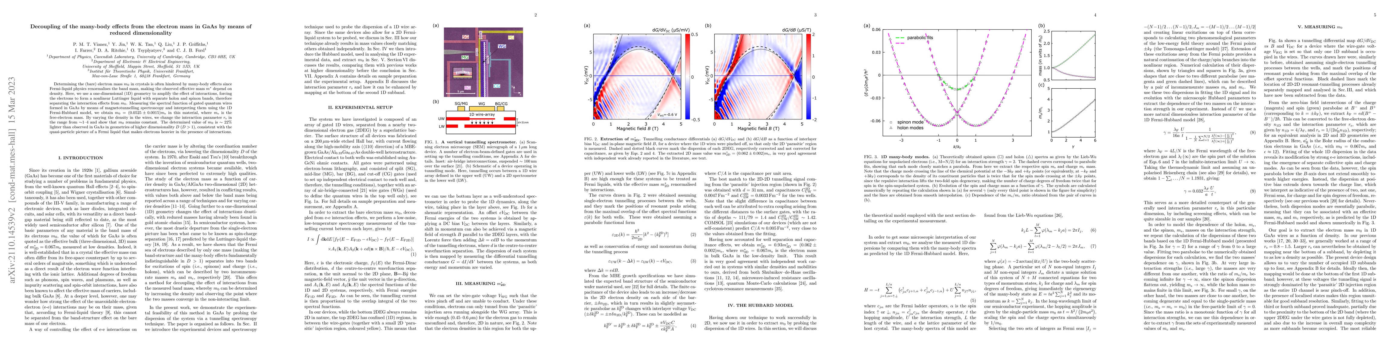 Thumbnail for Decoupling of the many-body effects from the electron mass in GaAs by
  means of reduced dimensionality