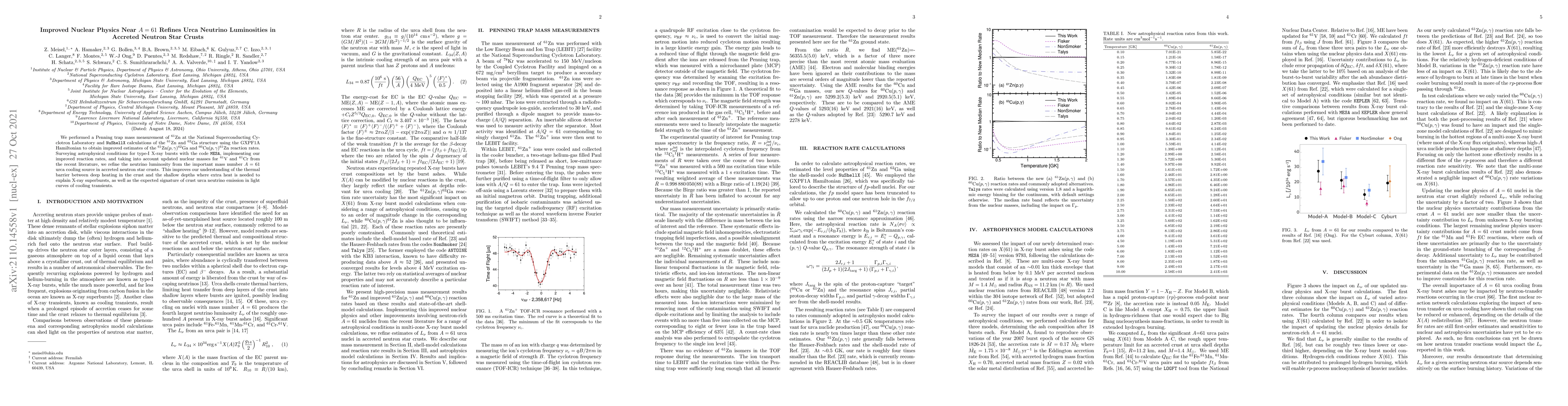 Thumbnail for Improved Nuclear Physics Near $A=61$ Refines Urca Neutrino Luminosities
  in Accreted Neutron Star Crusts