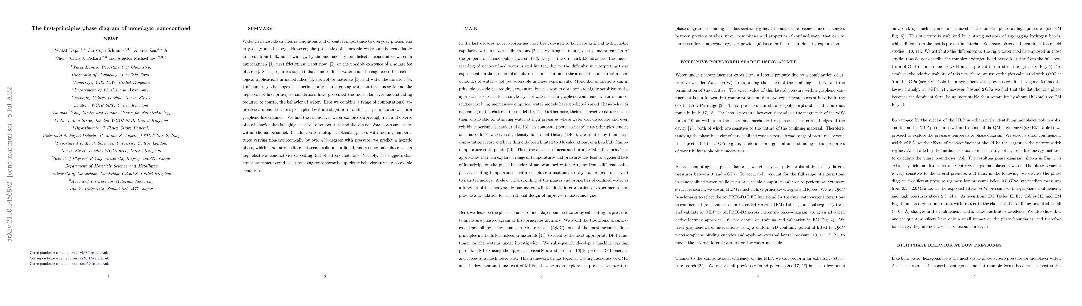 Thumbnail for The first-principles phase diagram of monolayer nanoconfined water