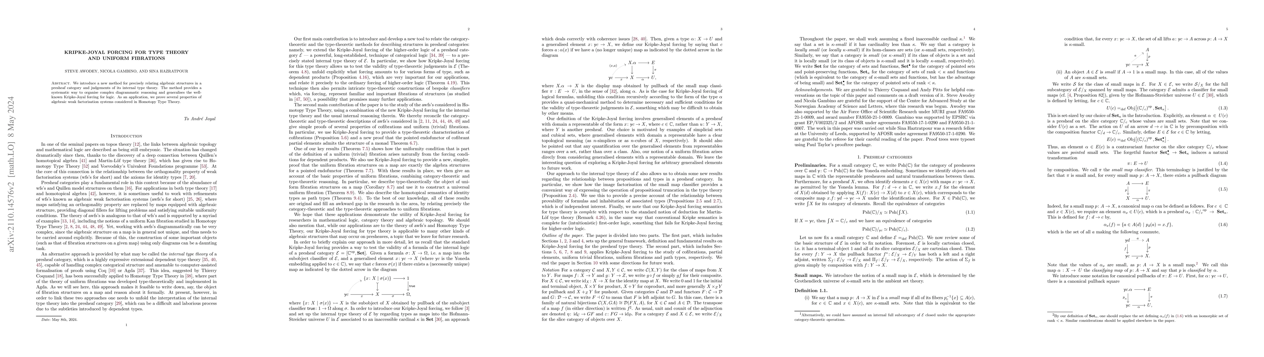 Thumbnail for Kripke-Joyal forcing for type theory and uniform fibrations