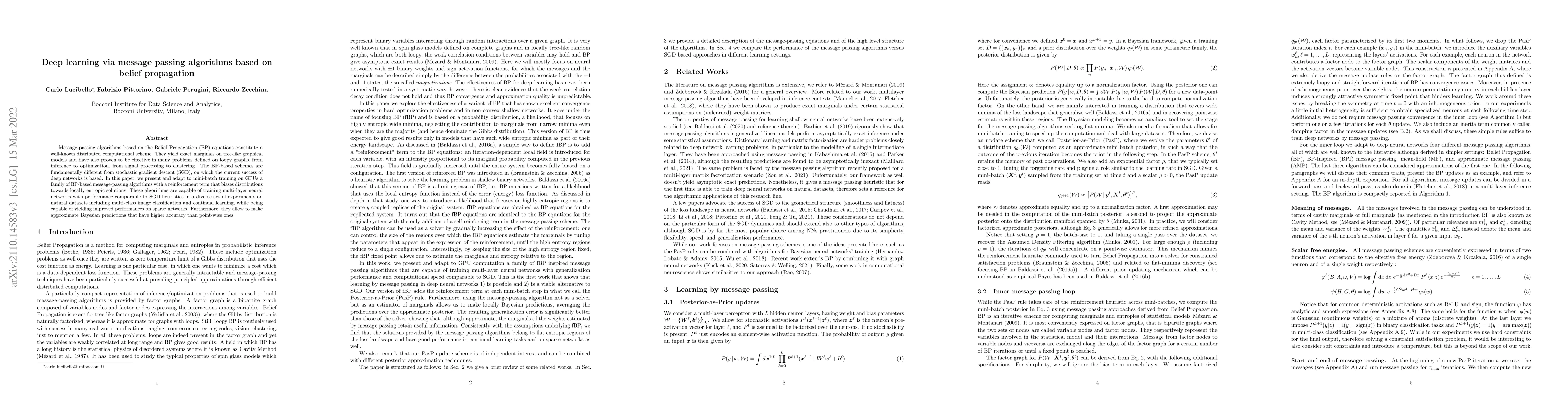 Thumbnail for Deep learning via message passing algorithms based on belief propagation