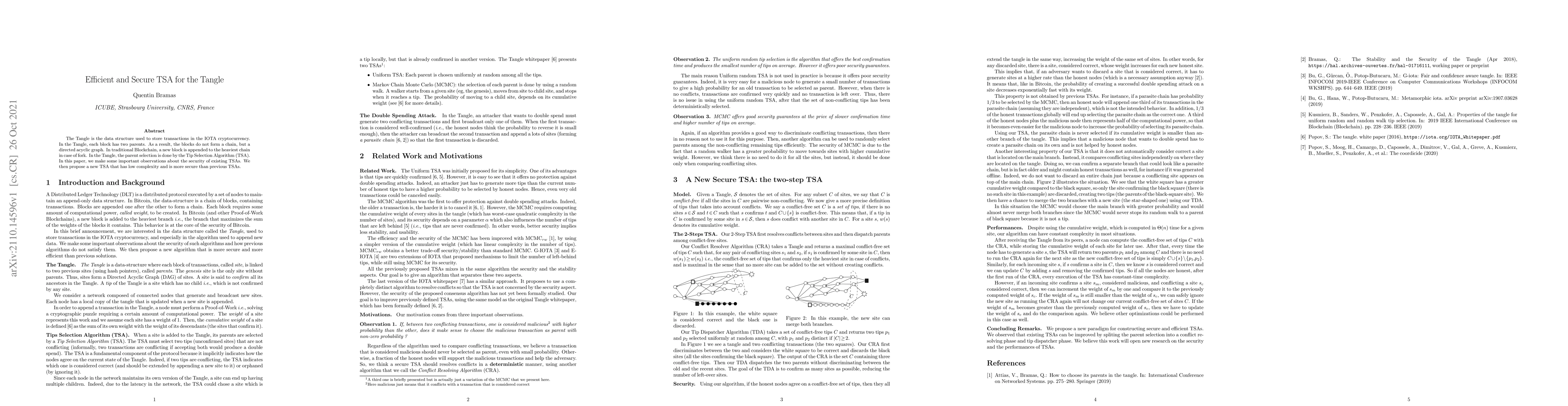 Thumbnail for Efficient and Secure TSA for the Tangle