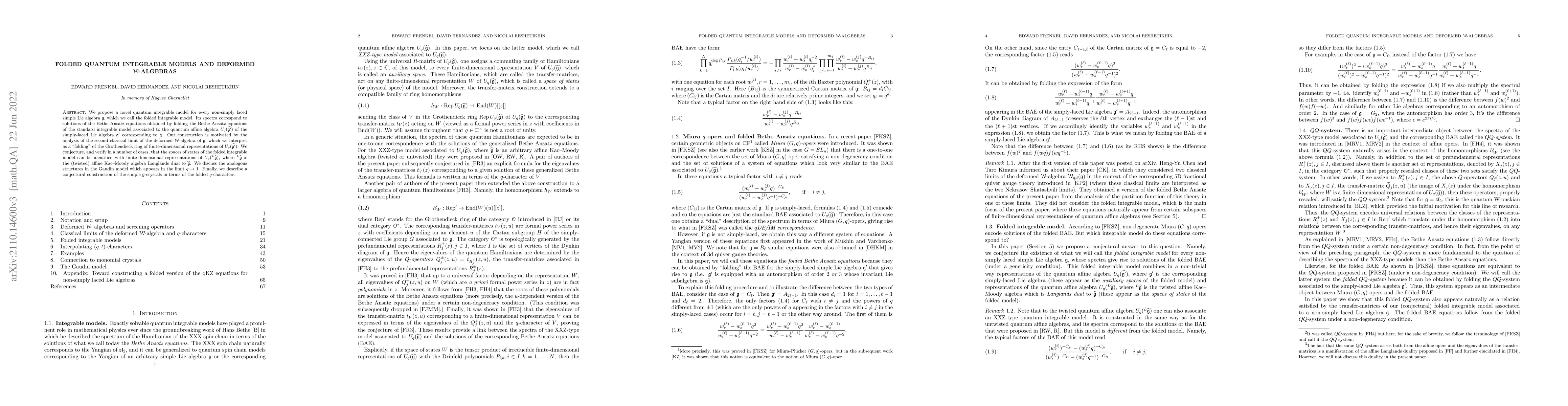 Thumbnail for Folded quantum integrable models and deformed W-algebras