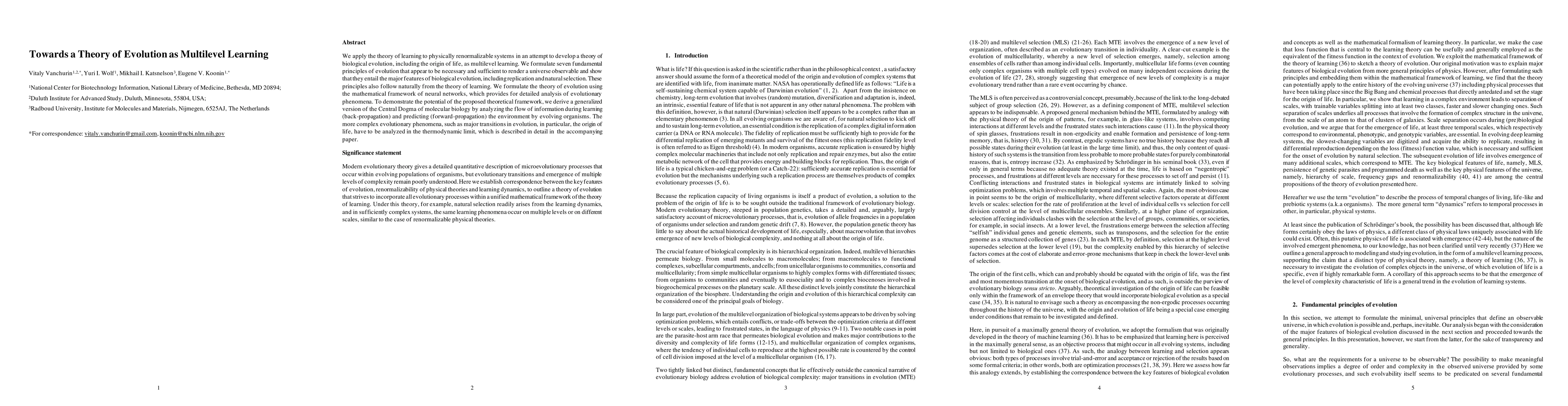Thumbnail for Towards a Theory of Evolution as Multilevel Learning