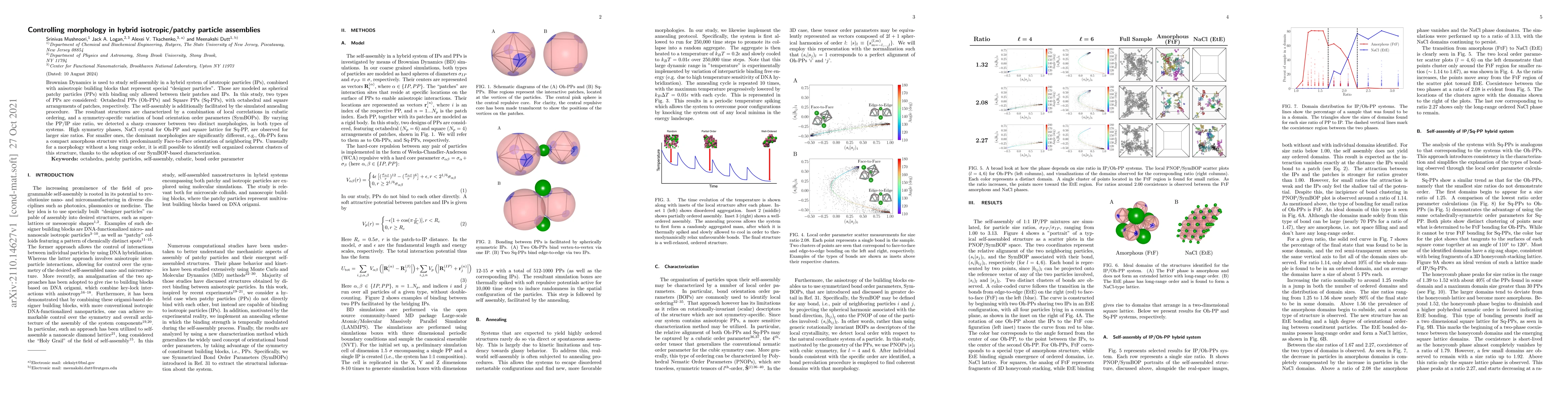 Thumbnail for Controlling morphology in hybrid isotropic/patchy particle assemblies