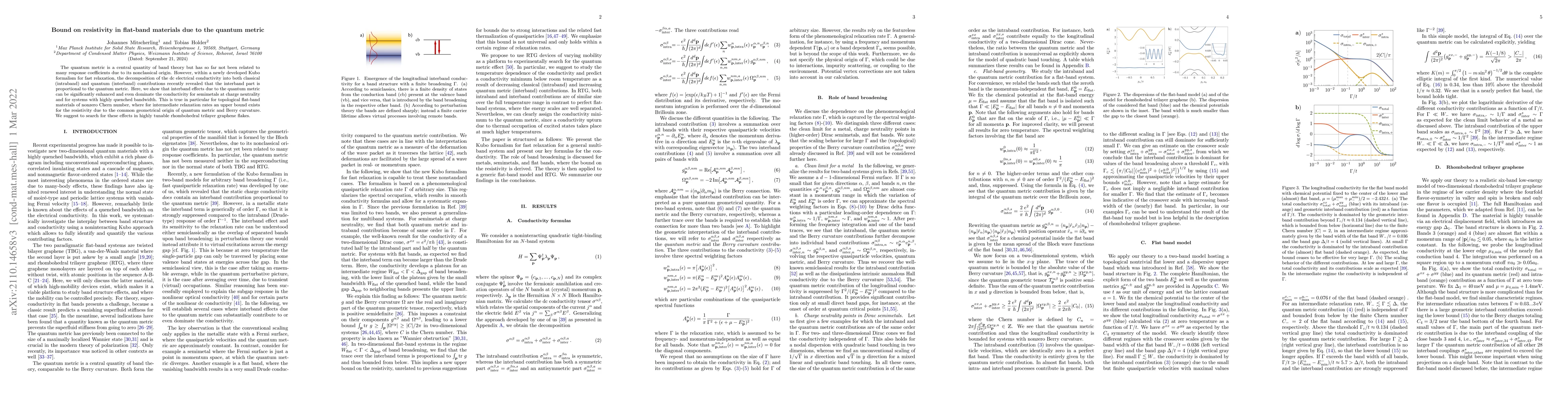 Thumbnail for Bound on resistivity in flat-band materials due to the quantum metric