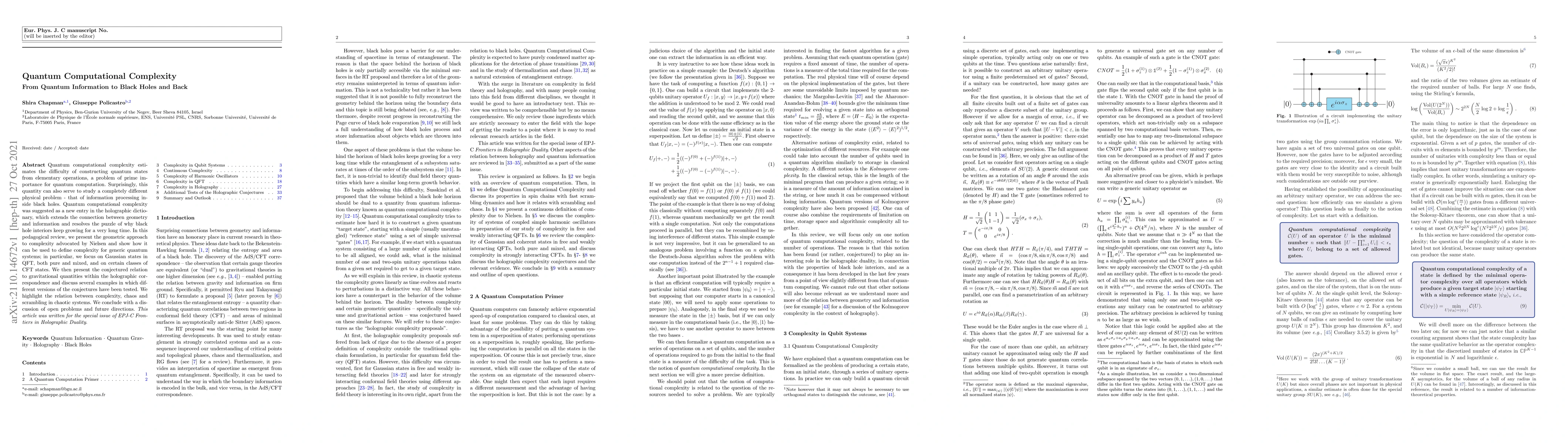 Thumbnail for Quantum Computational Complexity -- From Quantum Information to Black
  Holes and Back