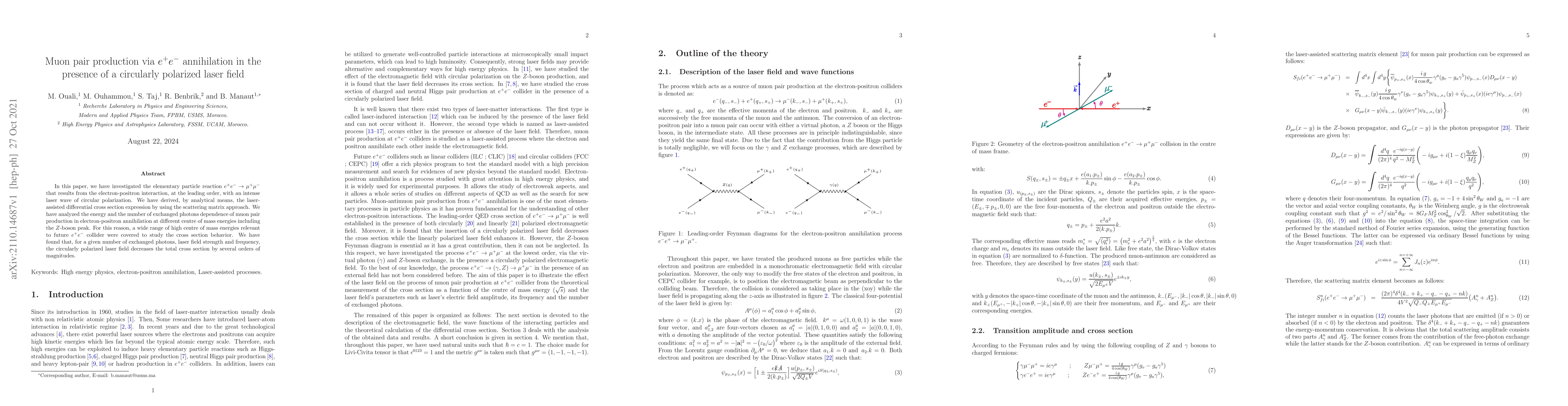 Thumbnail for Muon pair production via $e^{+}e^{-}$ annihilation in the presence of a
  circularly polarized laser field