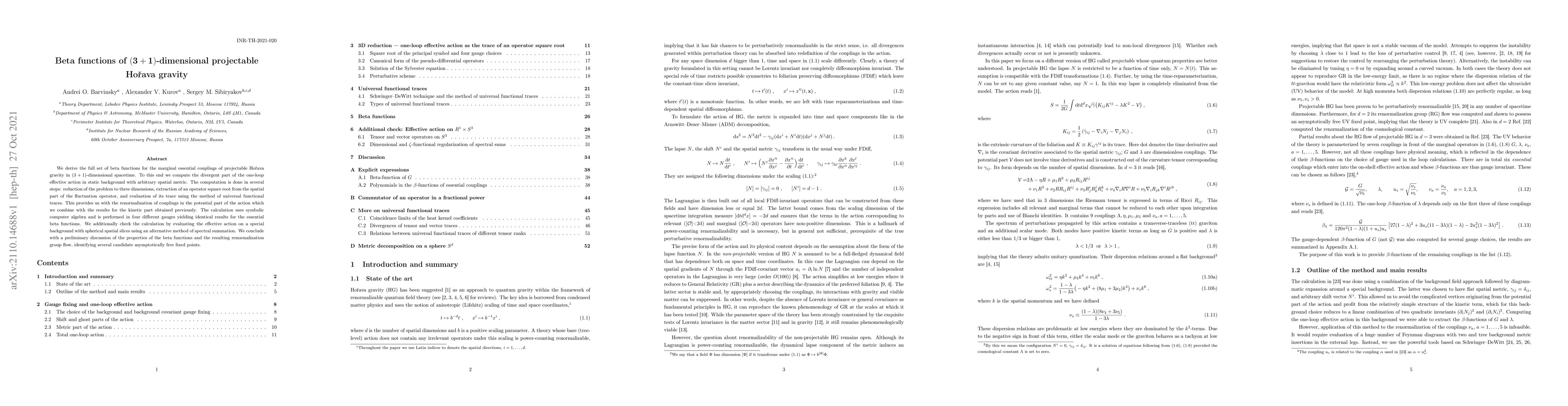 Thumbnail for Beta functions of (3+1)-dimensional projectable Horava gravity