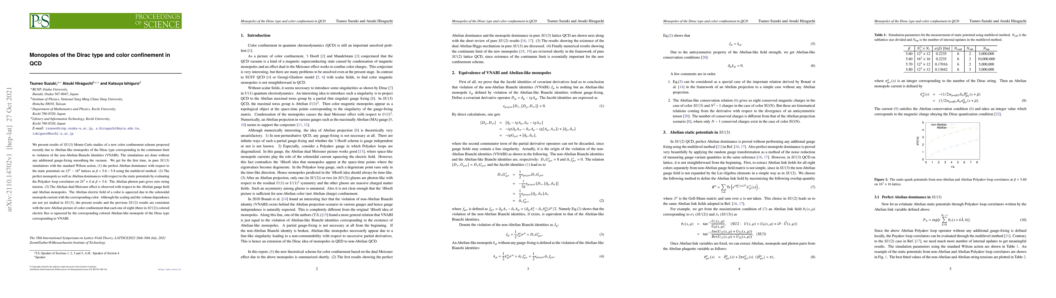 Thumbnail for Monopoles of the Dirac type and color confinement in QCD