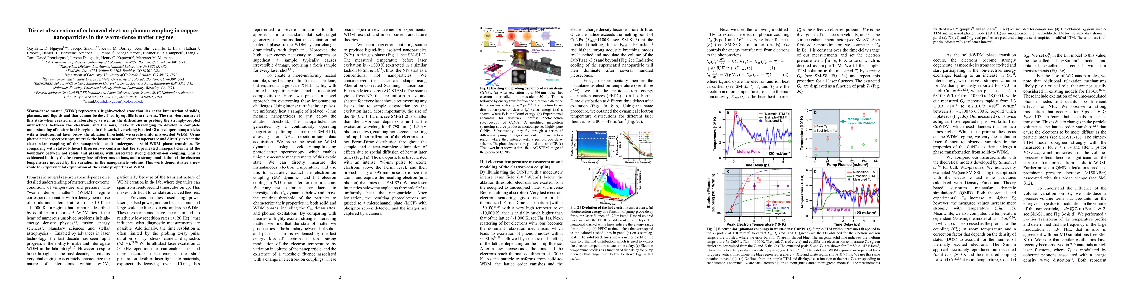 Thumbnail for Direct observation of enhanced electron-phonon coupling in copper
  nanoparticles in the warm-dense matter regime